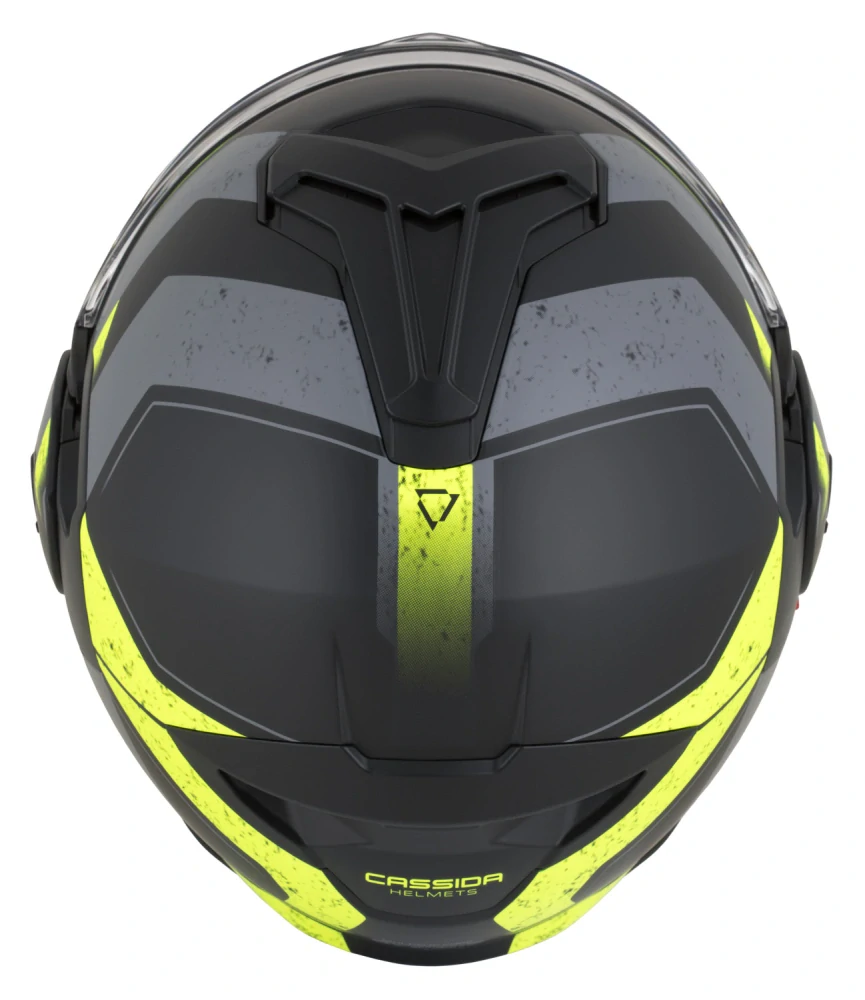 Překlopná helma na motorku CASSIDA MultiFlip KORP (černá matná/žlutá fluo/šedá) + pinlock v ceně