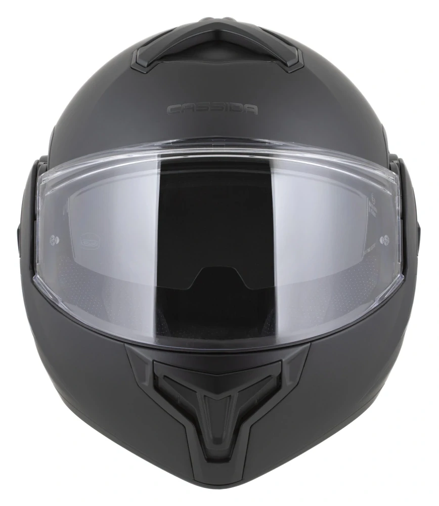 Překlopná helma na motorku CASSIDA MultiFlip Solid BlackOut (černá matná/černá) + pinlock v ceně
