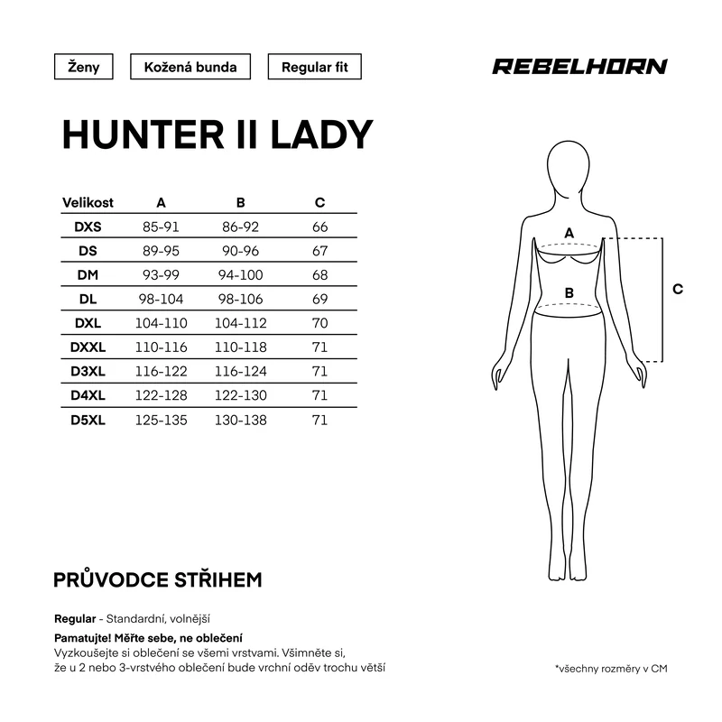 Dámská kožená bunda na motorku REBELHORN HUNTER II LADY BLACK