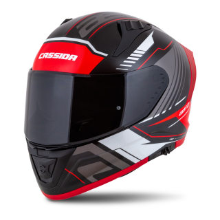 Cassida AERO DROME (černá met./červená/bílá/šedá), integrální helma na motorku