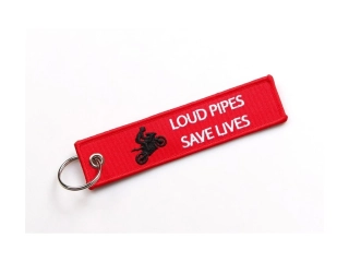 Textilní přívěsek na klíče pro motorkáře "klíčenka" Loud pipes save lives