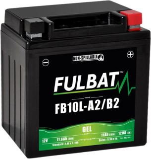 FB10L-A2/B2 (YB10L-A2/B2) 12V 11Ah, FULBAT motocyklový akumulátor GELOVÝ, YB10L-A2, YB10L-B2