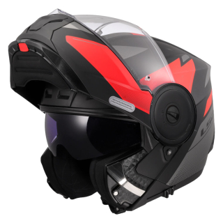 LS2 FF902 SCOPE II DURIA Matt Black Red, výklopná helma na motorku + PINLOCK v ceně