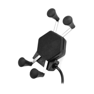 Držák telefonu s objímkou na řídítka/pod zrcátko s USB zásuvkou na motorku "4RIDE"