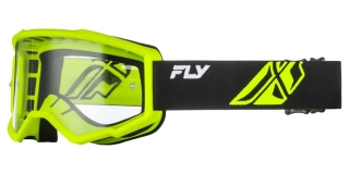MX brýle FLY Focus (černé/Hi-vis - čiré plexi), motokrosové brýle