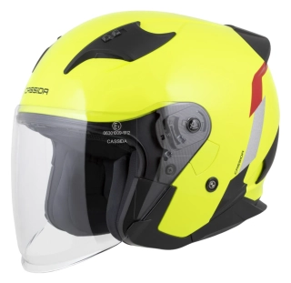 Helma na motorku CASSIDA Reflex 2.0 Safety, (žlutá fluo/červená/šedá/stříbrná reflexní)