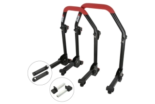 Sklopný pojízdný univerzální moto stojan přední a zadní set - trny / packy, SEFIS M20U