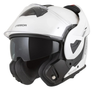 Překlopná helma na motorku CASSIDA MultiFlip Solid (bílá perleť/černá) + pinlock v ceně