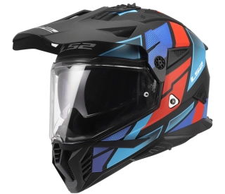Enduro helma na motorku LS2 MX702 PIONEER II BLOCK Black Red Blue, matná