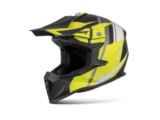 Motokrosová helma na motorku TXR Fury, černo-šedo-bílo-žlutá matná