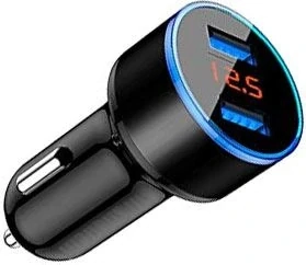 USB redukce do 12V palubní zásuvky/zapalovače s voltmetrem, 2,1A