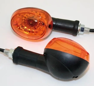 Blinkry na motorku "Oval" černé - oranžové sklo, pár