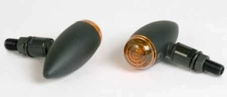 Blinkry na moto "Micro Bullet" černé hladké pár, chopper/cruiser/scrambler