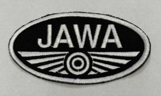 Nášivka JAWA černo-bílá, 10 x 5 cm