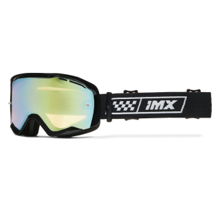 Motokrosové brýle IMX Racing ENDURANCE RACE, Black Gloss/White + iridium Gold (dvojité plexi)