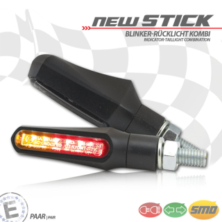 Zadní SMD LED blinkry na motorku s koncovým a brzdovým světlem "New Stick", pár