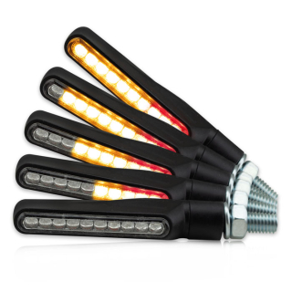 Zadní sekvenční LED blinkry na motorku "běžící světlo" s brzdovým světlem "KATANA", hliníkové, pár