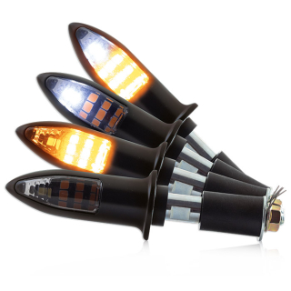 Blinkry LED na motorku "ARROW" do řídítek s pozičním světlem, pár