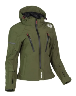 MBW HANA OLIVE GREEN SOFTSHELL dámská bunda na motorku/scooter s chrániči