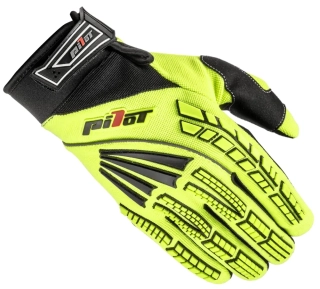 Rukavice na motorku (motokros, enduro, ATV, skútr) Pilot Pioneer (ŽLUTÁ FLUO/ČERNÁ/ČERVENÁ)