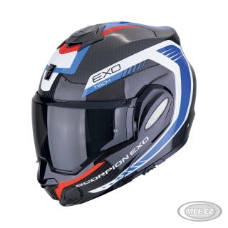 Překlápěcí helma na motorku SCORPION EXO-TECH EVO CARBON COSY černo/modro/červená